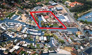 Aerial view of Wroxham showing Peninsula site